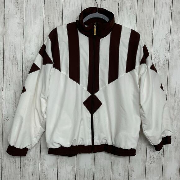 Vintage Janeve Brown White 2 Piece Long Sleeve Zip Up Track Suit Small - Picture 2 of 16